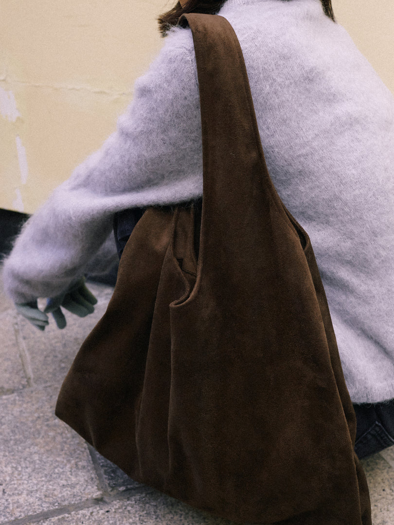Flower Market Bag Suede Dark Brown