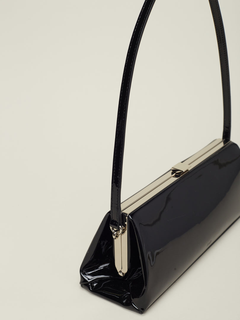 Sage Mini Frame Bag Patent Black_Silver Frame