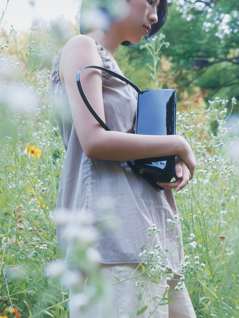Sage Mini Frame Bag Patent Black_Silver Frame