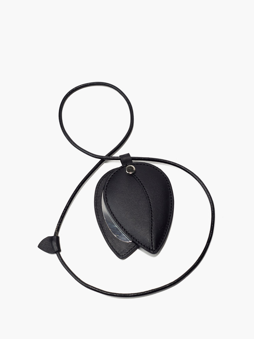 Leaf Mirror Keyring Black