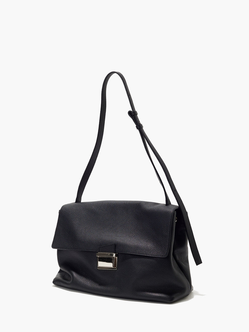 Delfi Leather Satchel Bag Large Black