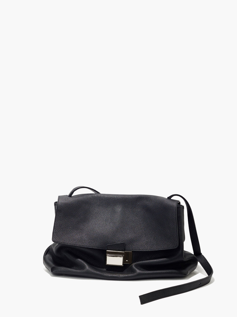 Delfi Leather Satchel Bag Large Black