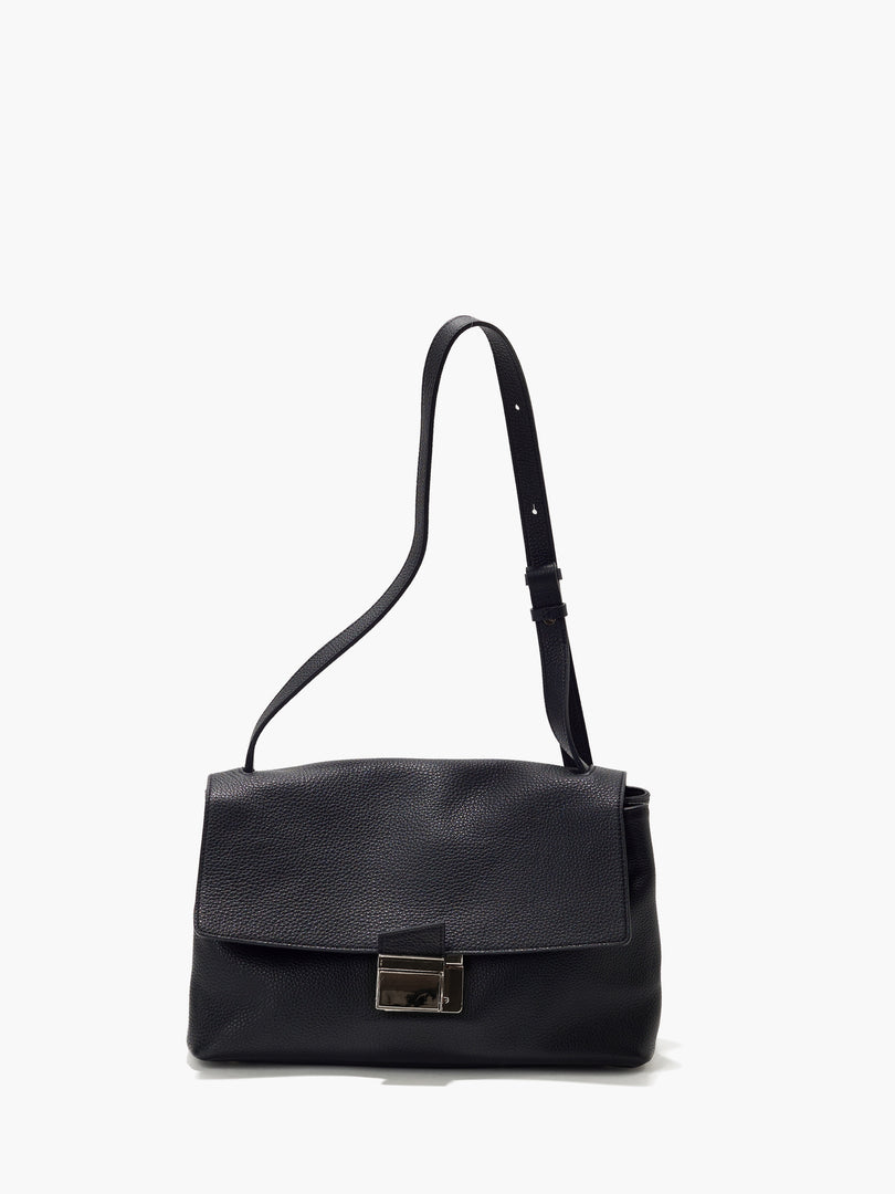 Delfi Leather Satchel Bag Black