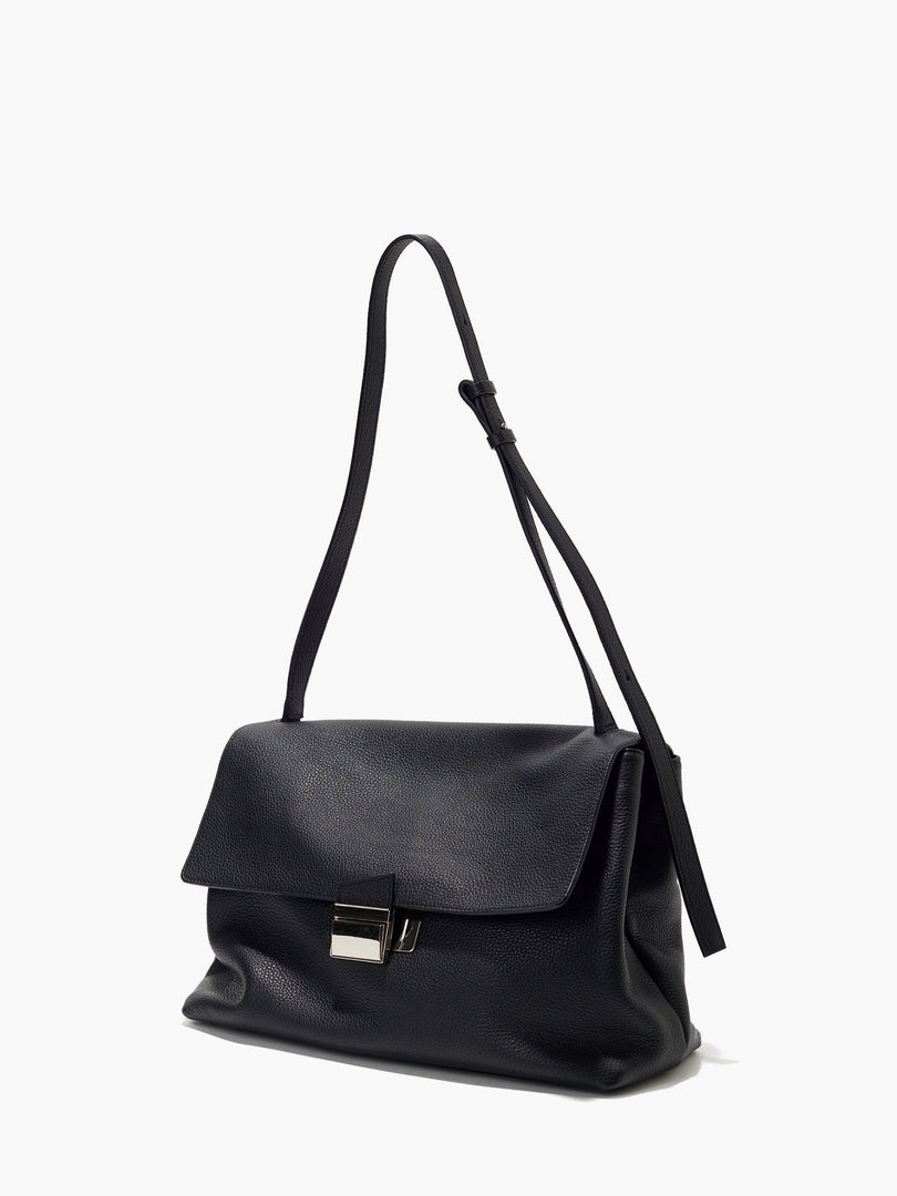 Delfi Leather Satchel Bag Large Black