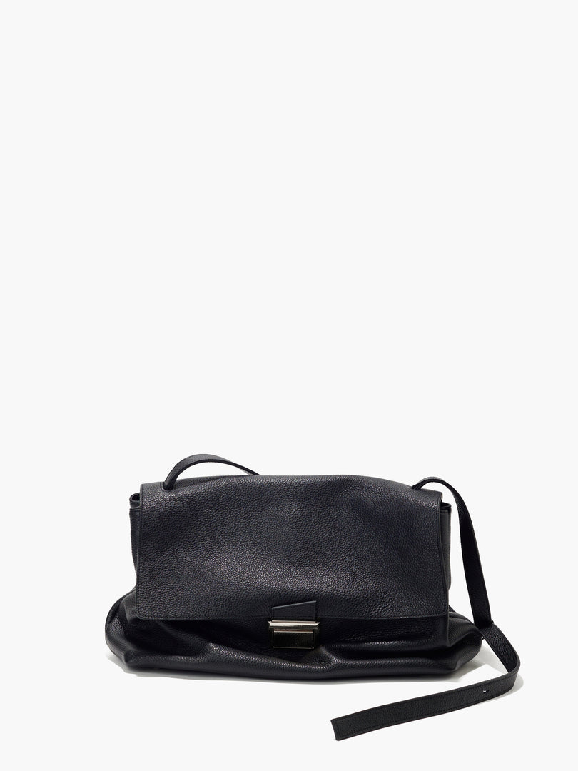 Delfi Leather Satchel Bag Large Black