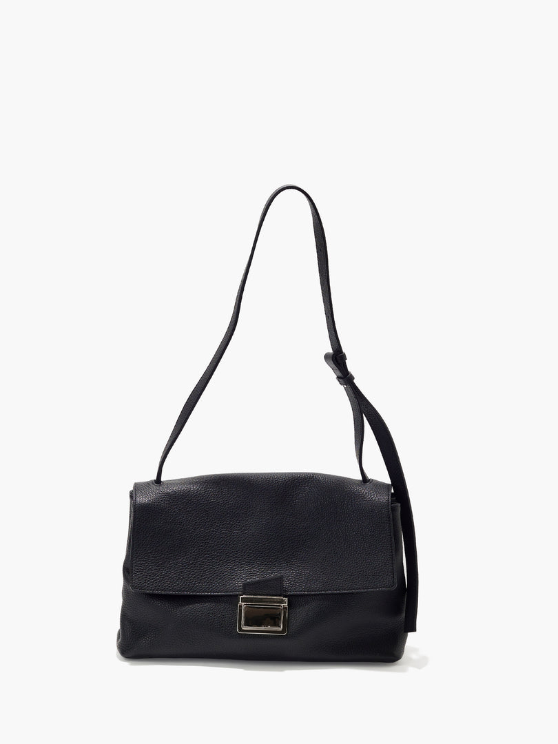 Delfi Leather Satchel Bag Black