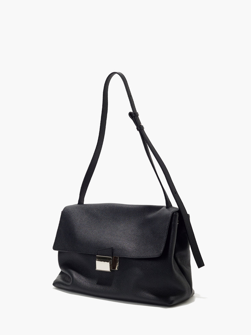 Delfi Leather Satchel Bag Large Black