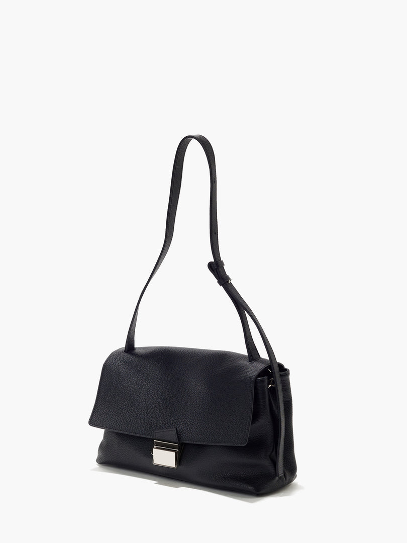 Delfi Leather Satchel Bag Black