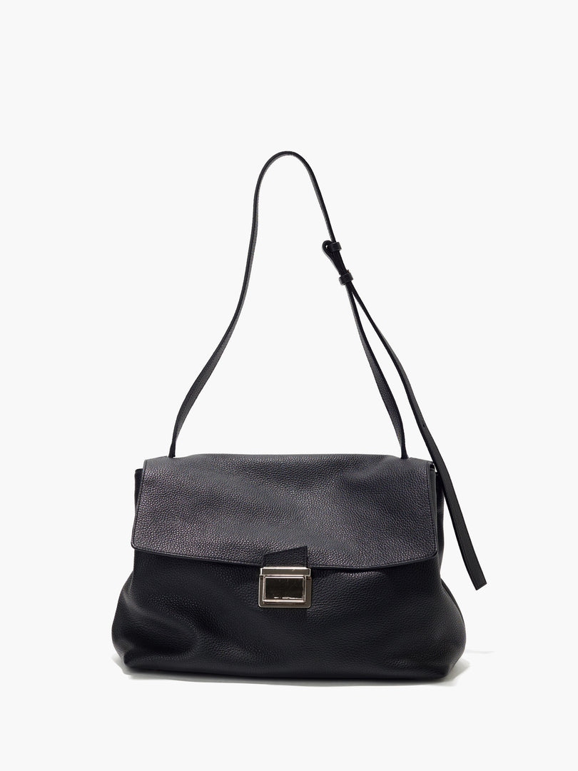 Delfi Leather Satchel Bag Large Black
