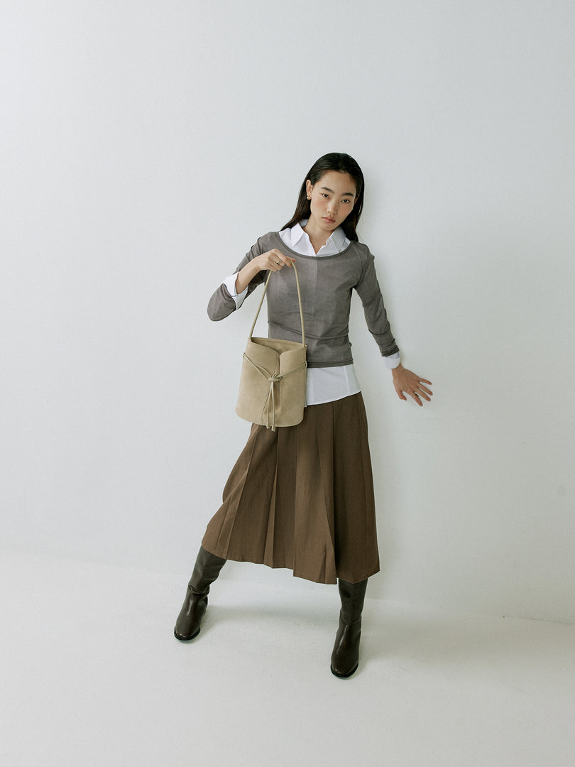 [Ships as available from 10/24] Tulip Bucket Bag Suede Ivory