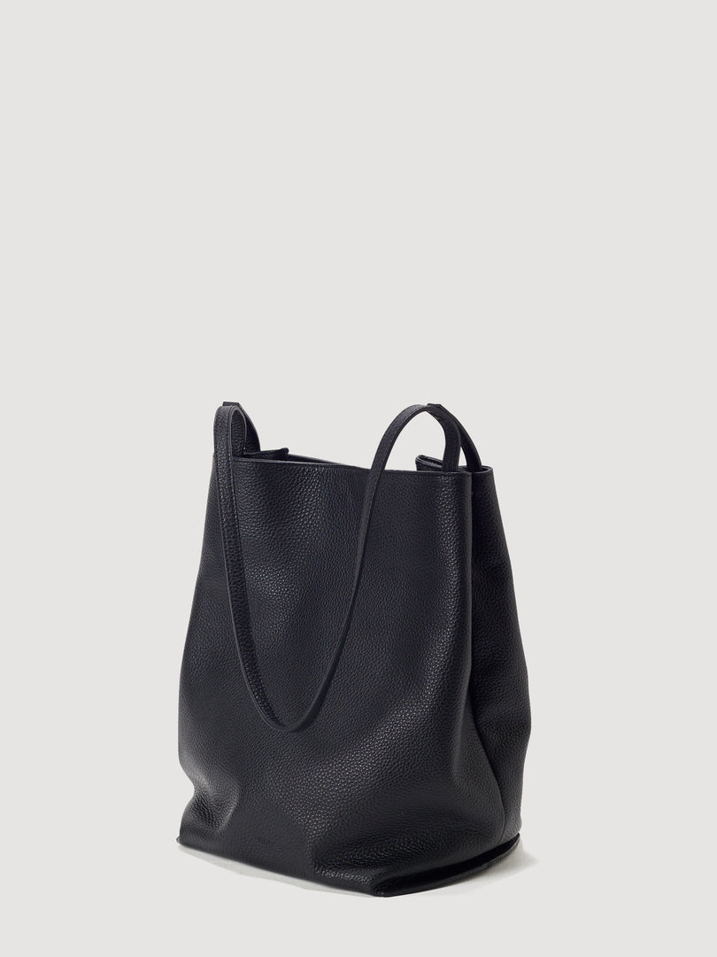 Calla Leather Bucket Bag Black