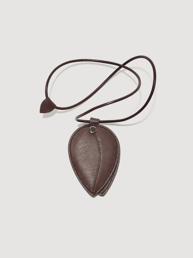 Leaf Mirror Keyring Brown