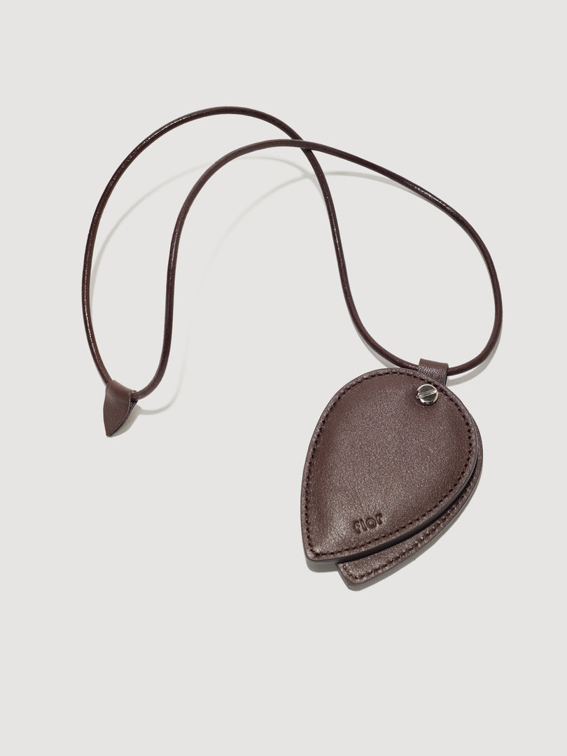 Leaf Mirror Keyring Brown