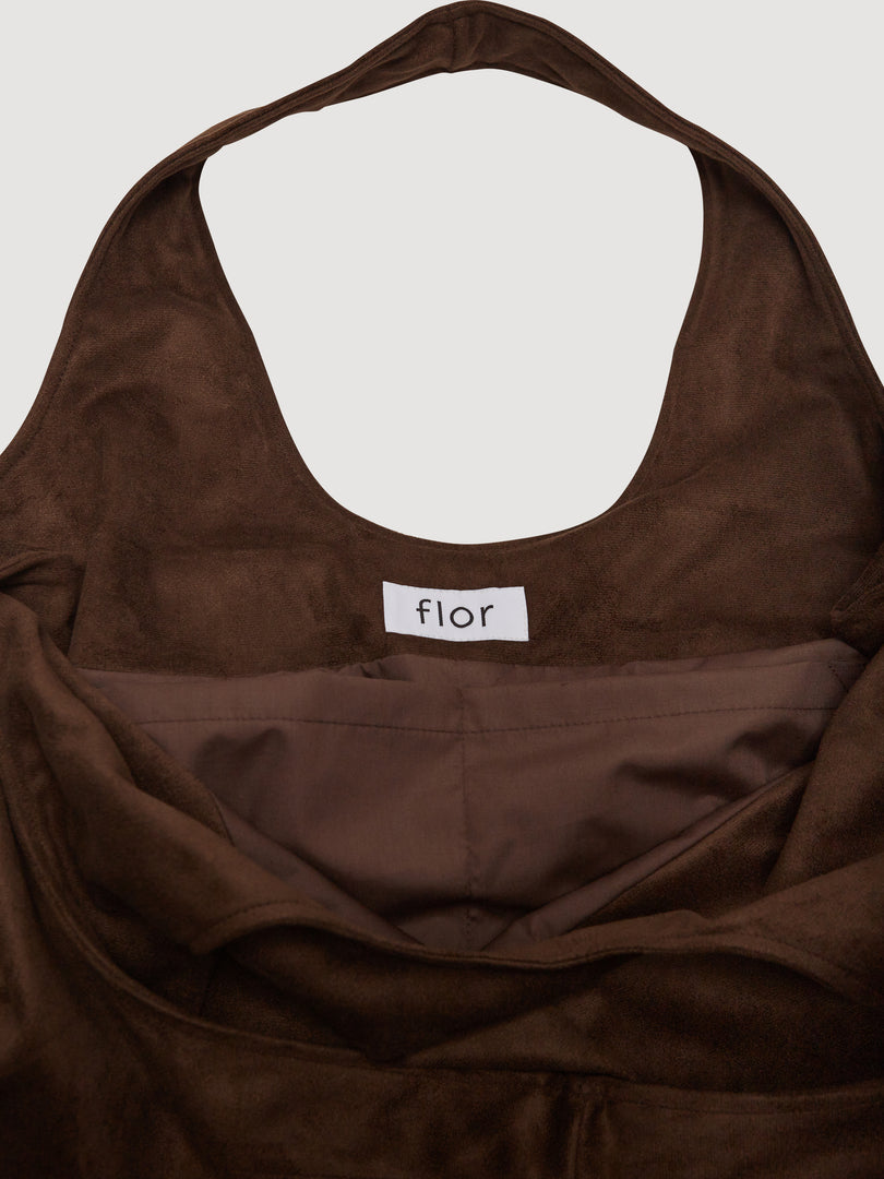 Flower Market Bag Suede Dark Brown