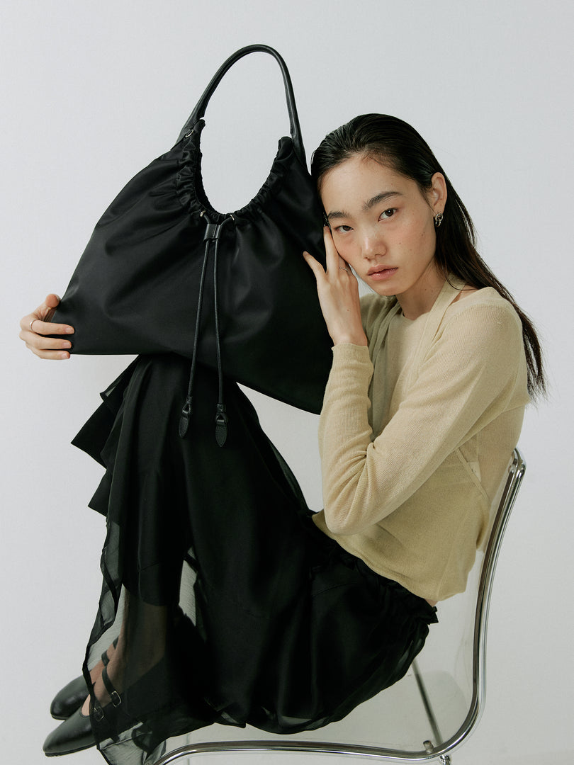 [Ships as available from 10/24] Kara Nylon Shoulder Bag Black