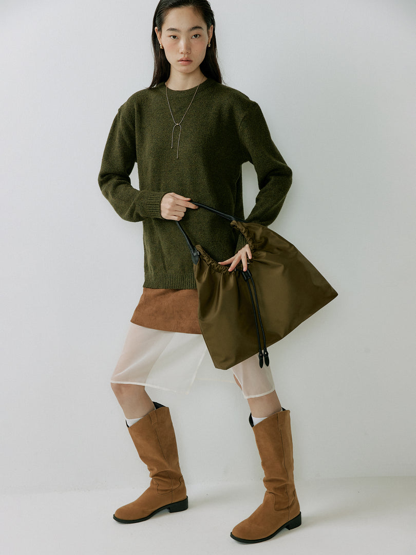 [Ships as available from 10/24] Kara Nylon Shoulder Bag Khaki Brown