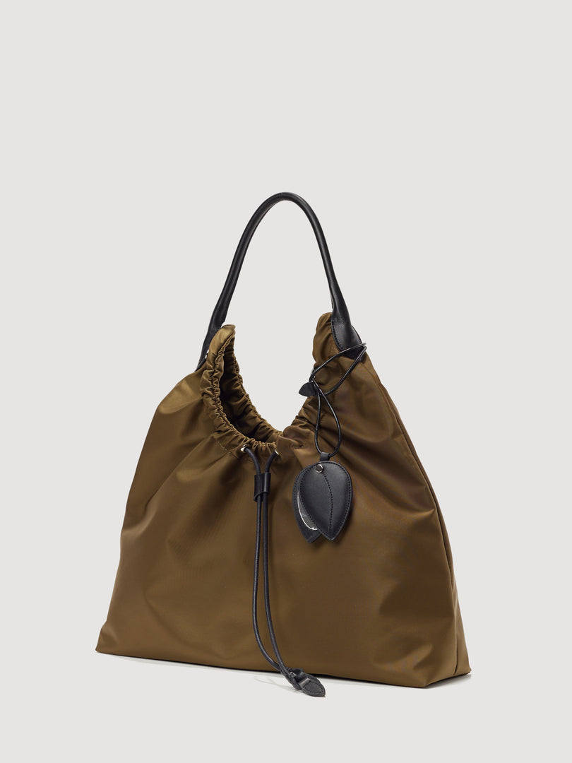 [Ships as available from 10/24] Kara Nylon Shoulder Bag Khaki Brown